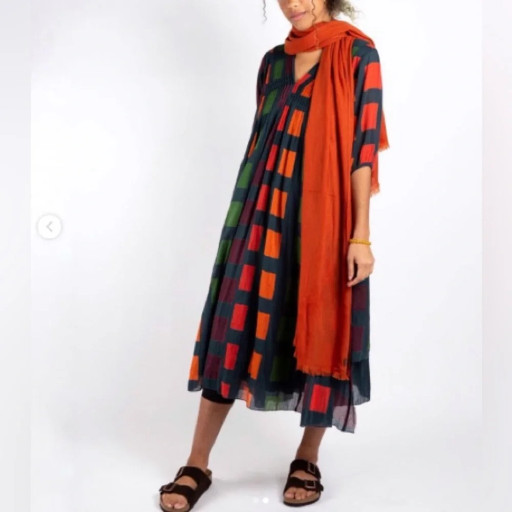 Dolma Skye Dress Geometric Block Printed Petrol Size M Medium Boho Relaxed Fit - Picture 7 of 15